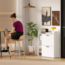 Scarpiera Slim 83x24x90.5 cm per 15 Scarpe con 2 Cassetti Ribaltabili e 3 Vani Aperti Bianco      