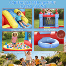 Castello Gonfiabile per Bambini 342x255x209 cm con Scivolo Piscina per Palline Canestro da Basket e Soffiatore in Tessuto Oxford Blu      