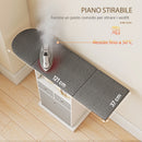 Mobile Asse da Stiro Pieghevole 121x37x89,5 cm a Rotelle con Ripiano Aperto e 3 Cassetti in MDF Bianco e Grigio      