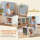 Set Tavolo e Sedia per Bambini 3-6 Anni con Piano Reversibile in Legno Bianco      