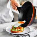 Batteria Pentole e Padelle 14 Pezzi Royalty Line Antiaderente in Pietra Professionale Nero e Rosso      