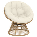 Poltrona Papasan Girevole 360° Moon Chair con Cuscino in Rattan PE e Cotone PP Bianco Crema      