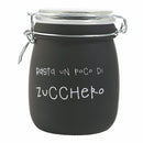 Barattolo Zucchero con Scritta Ø10,8x17,3 cm in Vetro con Chiusura in Metallo VdE Tivoli 1996