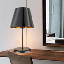 Lampada da tavolo Verda  in metallo e paralume tessuto nero
