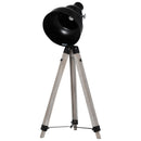 Lampada da Terra Tripode in Legno con Paralume in Metallo 63x63x100-146 cm E27  Nera