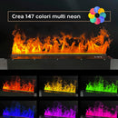 Camino Elettrico a Vapore Acqueo con Fiamme 3D con Bruciatore a Incasso 150x22,7x17,8 cm VAPOR3D150 Telecomando e APP in Acciaio e Alluminio Nero