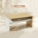Tavolino da Salotto 95x55x50 cm con Mensola Asimmetrica in MDF Legno Naturale e Bianco      