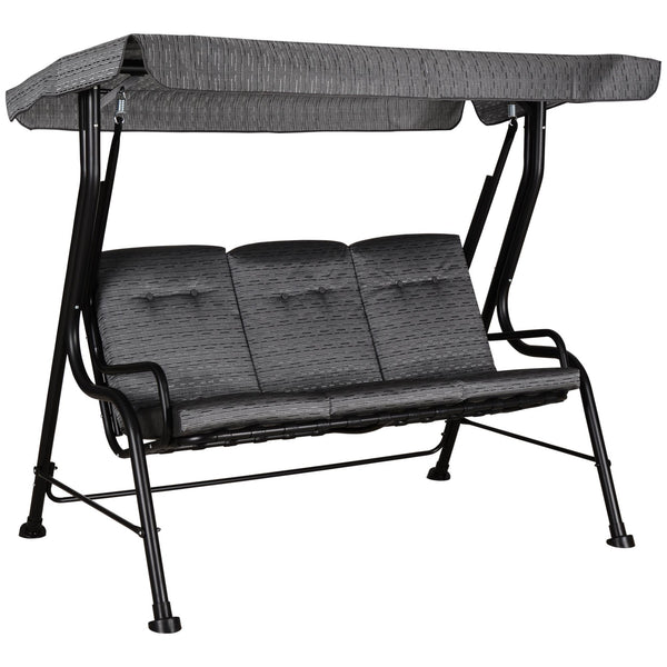 acquista Dondolo 3 Posti 200x120x170 cm in Acciaio e Tessuto Nero