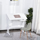 Scrivania da Ufficio con Ripiano Inclinabile e Altezza Regolabile in MDF 109x55x63,6 cm  Bianca