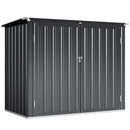 Armadio Box Copri Bidoni da Esterno 150x80x117-115 cm con 2 Porte Bloccabili e Tetto Apribile in Acciaio Grigio      