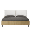 Letto Matrimoniale con Alzata Comoda Struttura Quercia con Cuscini in Similpelle Antea Bianco Varie Misure