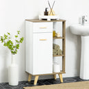 Mobile Bagno 1 Anta 1 Cassetto 50x30x89 cm in Truciolare e Legno di Pino Bianco