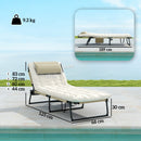 Lettino da Giardino 68x189x30 cm Pieghevole e Reclinabile con Tasca Laterale in Poliestere Beige      