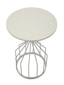 Tavolinetto Cup Ø37,5x58 cm in Ferro e Marmo Argento      