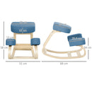 Sedia Ergonomica con Inginocchiatoio 51x69x58 cm in Betulla e Poliestere Blu  