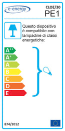 Plafoniera 1xE27 Montatura Bianca Vetro Lastra Diamantino Serigrafato Bianco E-Energy Cloe