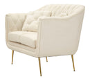 Divanetto Budapest Crema con Cuscini 130x83x91 cm in Compensato e Spugna e Ferro e Poliestere Crema      