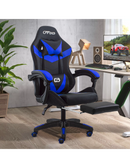 Sedia da Gaming Ergonomica 66x60x134 cm con Poggiapiedi in Similpelle Blu