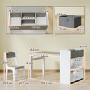 Set Tavolo e 2 Sedie per Bambini con Vani Contenitore 102,5x58x64 cm in Legno e Tessuto non Tessuto Grigio e Bianco  