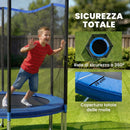 Trampolino da Giardino Ø183x200 cm con Rete di Protezione e Scala in Acciaio PP Blu      