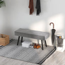 Panca Imbottita Fondoletto 100x36x45 cm in Tessuto Effetto Velluto e Acciaio Grigio