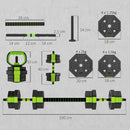 Set Pesi Palestra 6 in 1 Multifunzione da 20kg Totali 125x18x18 cm in Plastica e Sabbia Verde      