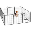 Recinto per Cani a 12 Pannelli Modulabili 68x1,5x80 cm con Porta di Ingresso in Acciaio Nero   