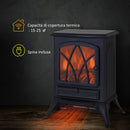 Camino Elettrico da Terra Effetto Fiamma in Stile Retrò Termostato 1000-2000W Nero 