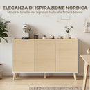 Credenza Buffet 120x35x73,5 cm con Ante Soft-Close in MDF Effetto Legno e Bianco      