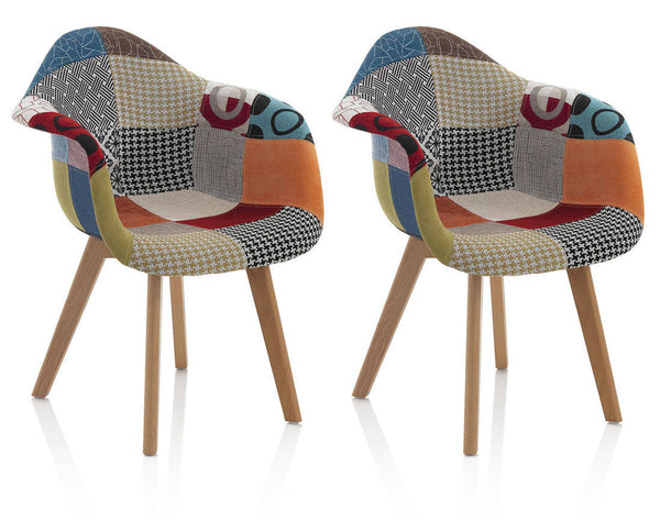 online Set 2 Sedie 65x56x81,5 cm in Tessuto Patchwork