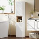 Mobile da Bagno 30x24x140 cm a 2 Ante con Spazio Aperto e Ripiani Regolabili in Legno Bianco      