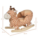 Dondolo per Bambini in Legno Giraffa in Peluche con Suoni 