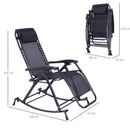 Sedia Sdraio a Dondolo Reclinabile con Poggiapiedi e Porta Bicchieri Nero 120x67x102 cm 