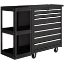 Carrello Portautensili 96x33,5x75 cm con 7 Cassetti Mensola Laterale Staccabile Ruote Capacità 120kg in Acciaio Nero      