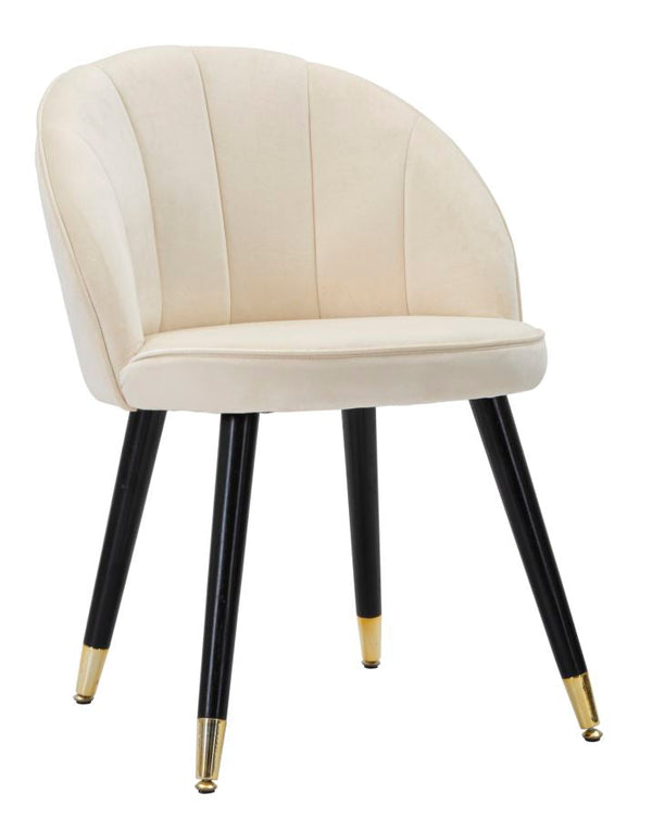 acquista Sedia Loty Crema 57x58x80 cm in Legno e Velluto Crema, Oro e Nero