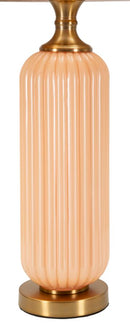 Lampada da Tavolo Perly Ø35,5x64 cm in Vetro e Ferro e Tessuto Perla e Oro      
