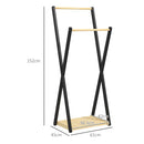 Appendiabiti da Terra con 2 Barre e Ripiano Inferiore Design Moderno 61x45x152 cm in Legno 