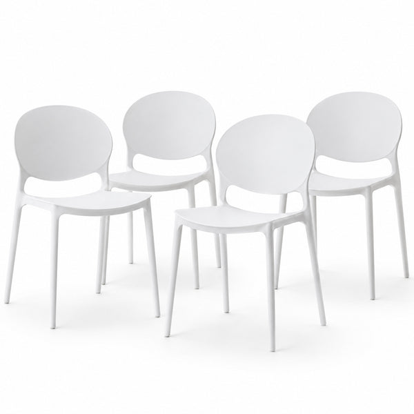 sconto Set 4 Sedie da Pranzo Impilabili Modello Milano 48x40x80 cm in Polipropilene Bianco