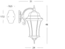 Lampada Applique in Basso Colore Nero e Verde per Esterno Linea Curvata Sovil