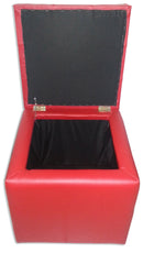 Cubo Pouf Contenitore in Similpelle e Cristalli Renier Rosso