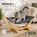Cuccia Amaca per Gatti 72x35x10 cm Portata Max 6 kg Struttura in Legno Cuscino Grigio      
