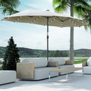 Ombrellone da Giardino Doppio 450 cm con 48 Luci LED e Manovella Grigio Chiaro      