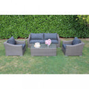 Set Salotto da Giardino Divano 2 Poltrone e Tavolino con Cuscini in Wicker Marrone