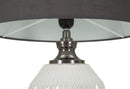 Lampada da Tavolo Brighty Ø37,5x65 cm in Vetro e Ferro e Tessuto Bianco e Grigio      