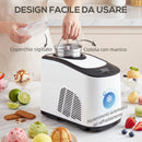 Gelatiera con Compressore Integrato 1,5L Modalità Morbida e Dura Funzione Auto-Mantenimento al Freddo Bianco      