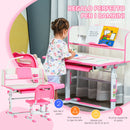Banco Scuola per Bambini Regolabile con Luce LED Leggio e Portapenne Rosa   