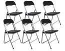 Set 6 Sedie Pieghevole 45x45x45/80 cm in Acciaio e PVC Imbottito Nera