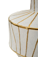 Lampada da Tavolo Tangeri Ø40x60 cm in Ceramica e Ferro e Tessuto Bianco e Oro      