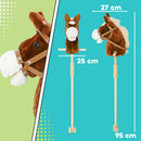 Cavallo con Bastone e Suoni Realistici per Bambini in Poliestere e Legno Marrone      