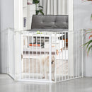 Cancelletto per Cani con Chiusura Automatica 180x3x74,5 cm in Metallo e Plastica Bianco      